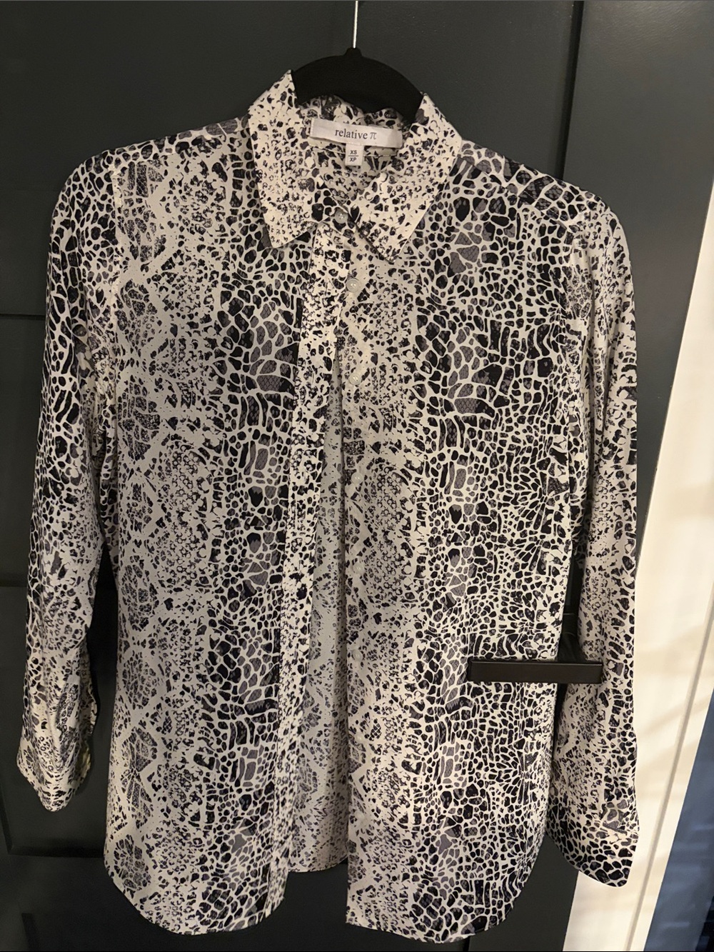 Black & White Animal-Print Button-Down Shirt